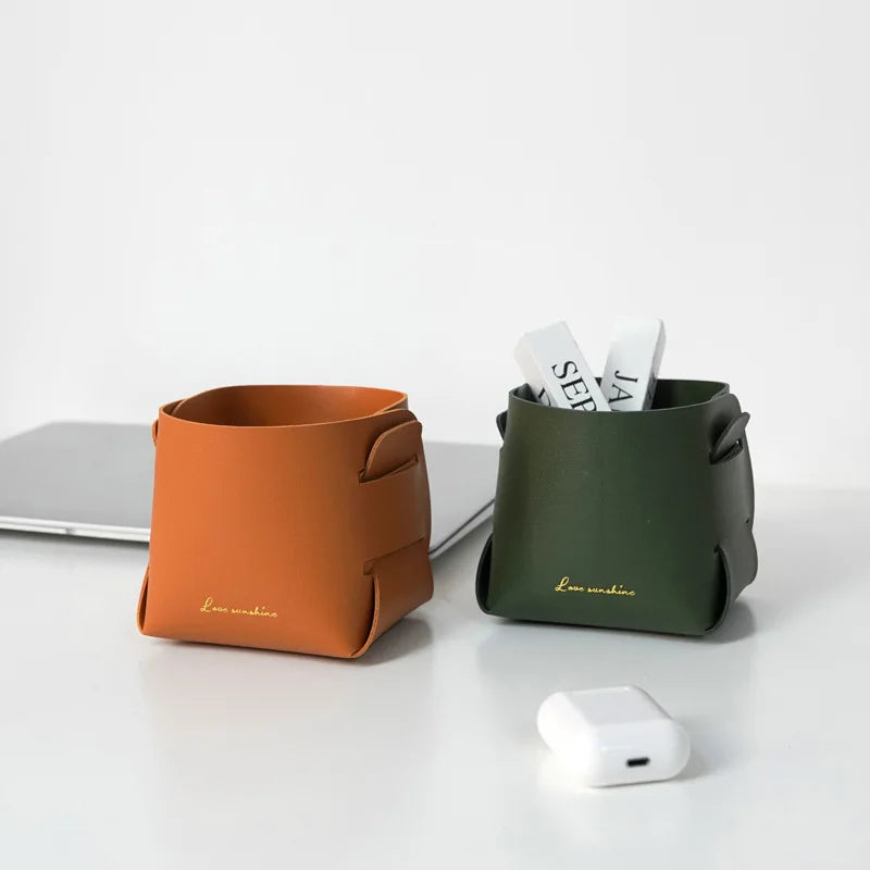 Modern Multifunctional Leather Food Container Factory Wholesale Foldable PC Leather Paper Glossy 10*9*10cm Car Packaging Table