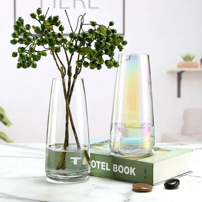 Modern Transparent Glass Vase Big Mouth Bottle for Wedding Tabletop Decor for Home or Office
