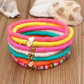 Go2Boho Heart Shape Beach Surfing Polymer Clay Rainbow Elastic Boho Quality Fashion Jewelry Beaded Woman Bracelet