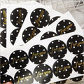 100pcs/pack Round Gold Stamping for You Adhesive Sticker Black Dot Seal Sticker for Birthday Cookie Decorative Diary Sticker