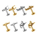 ASTM F136 Titanium Internal Thread 16G Labret Ear Studs Sea Fish Style Cartilage Daith Tragus Helix Nose PVD Piercing Jewelry