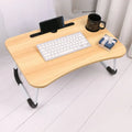 Home Office Camping Wooden Folding Bed Table Portable Laptop Table Adjustable Bed Desk Wooden Foldable Table Storage Rack