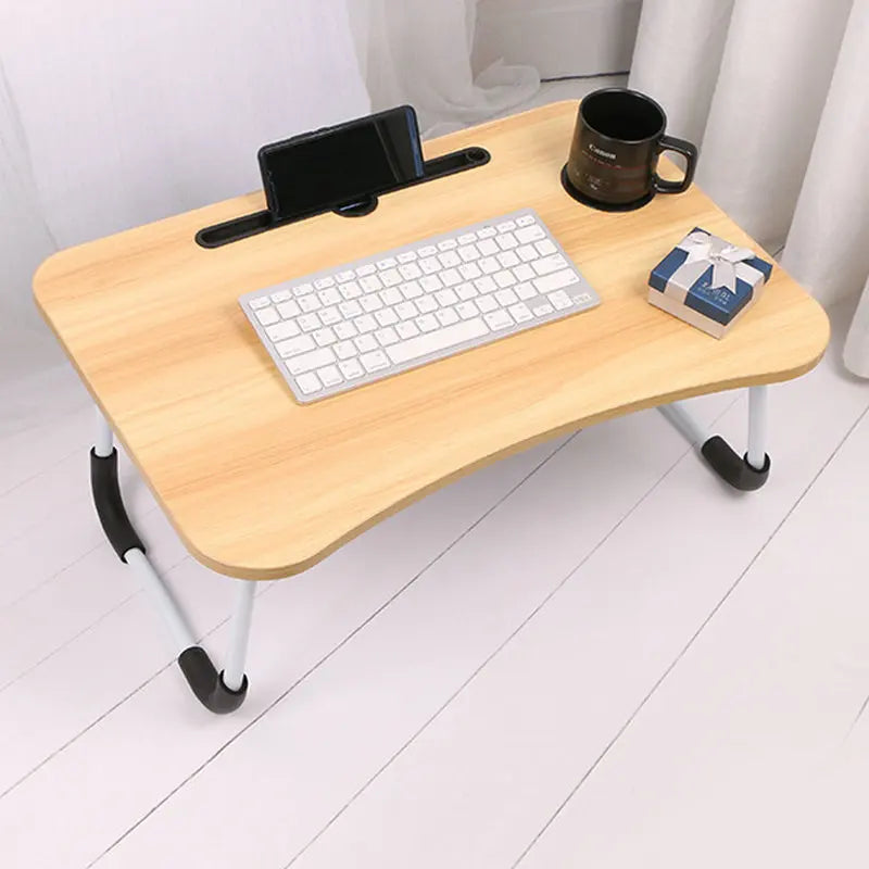 Home Office Camping Wooden Folding Bed Table Portable Laptop Table Adjustable Bed Desk Wooden Foldable Table Storage Rack