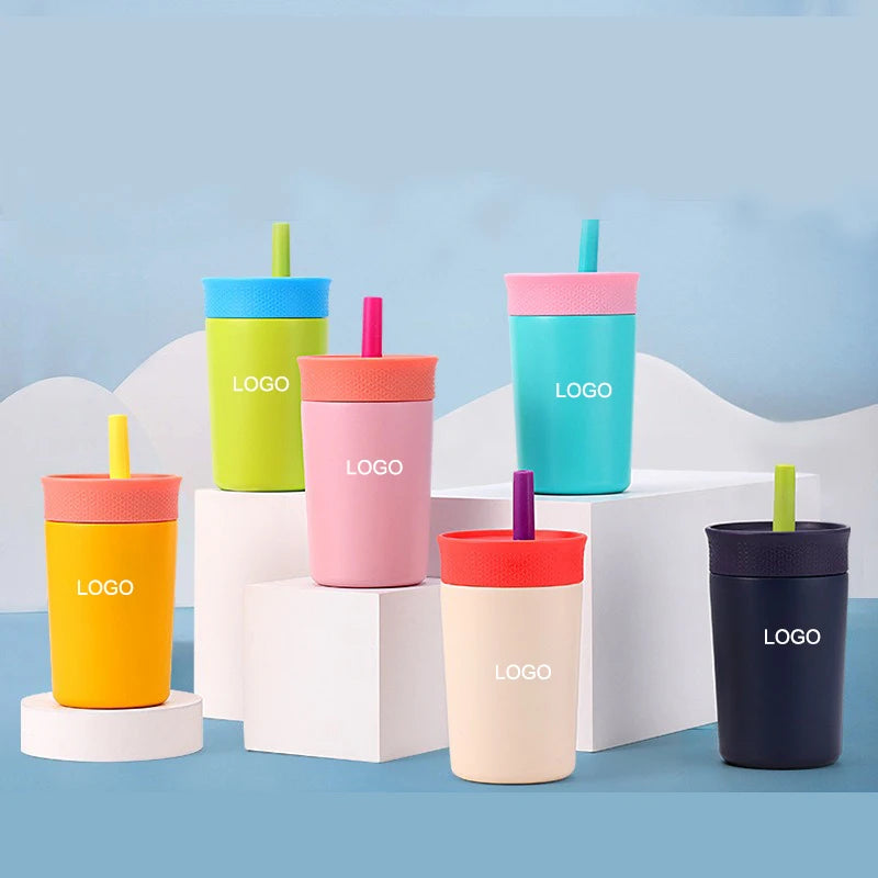 Kids Insulation Stainless Steel Tumbler Resistant With Flexible Replaceable Straw Lids Cold and Hot Water Bottle