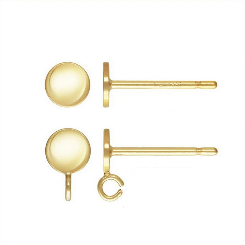 Jewelry Findings 4mm Round Disc Post Ear Studs 14K Gold Filled Earring Findings