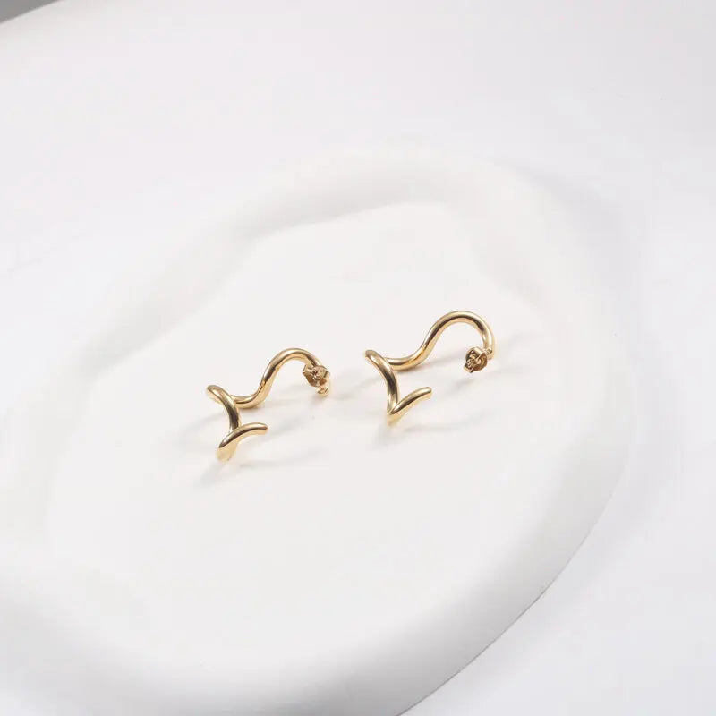 Trendy Earring 18K Gold Plated Twist Stud Earrings Stainless Steel Non Tarnish Jewelry Wholesale