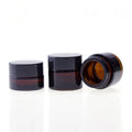 Good Quality Glass Eye Cream Packaging 5g 10g Empty Amber Lip Balm Jar Glass Cream Jar With Black Lid