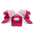Custom Design Applique Logo Suede Mesh Trucker Caps Embroidery Patch Pink Velvet Mesh Trucker Hats