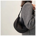 Luxury Popular Women's Small Tiny Black Satchel Crescent Nylon Sling Crossbody Shoulder Bag