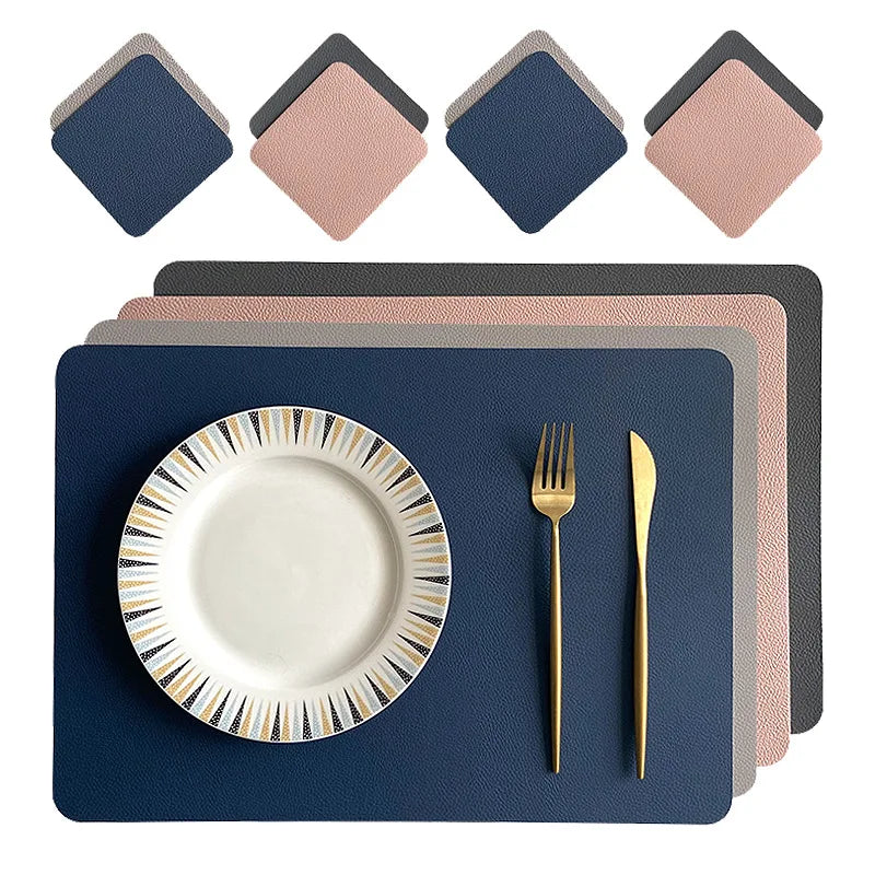 Dinner Table Mat PU Place Mat Nonslip Cup Coaster