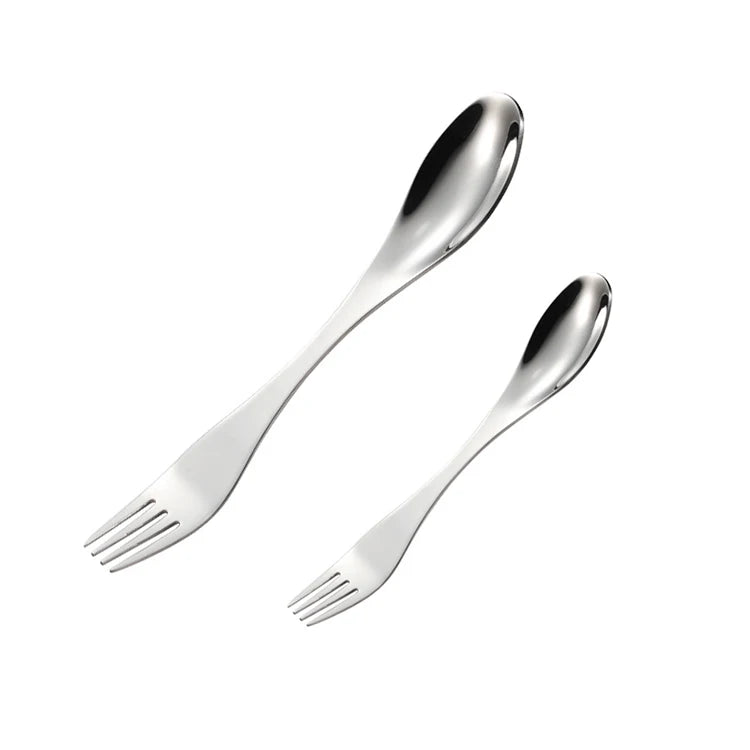 Custom logo Spork Mini Spoon 304 Stainless Steel Spoon and Fork Spork Easy to Carry for Camping Fork Spoon