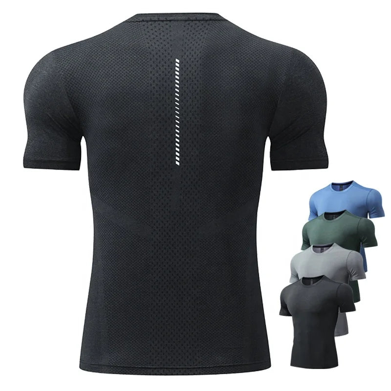 Dropshipping Custom Logo Polyester Quick Dry Running Fitness T-shirt Workout Athletic Gym Sport Mens Muscle T Shirt