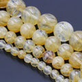 Loose Stone Beads Tea Watermelon Yellow Quartz for DIY Jewelry Making MS252