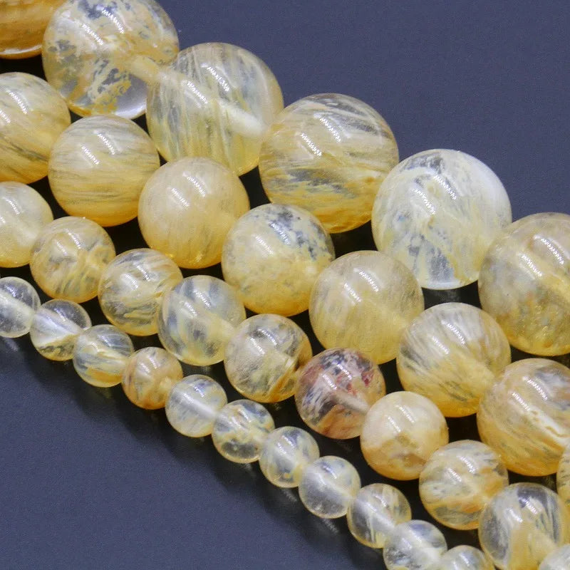 Loose Stone Beads Tea Watermelon Yellow Quartz for DIY Jewelry Making MS252