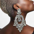 Multi-style Alloy Big Rhinestone Oval  Drop Earrings Luxury Colorful Crystal Shiny Flower Long Tassel Stud Earrings