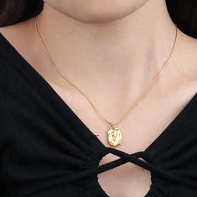 Chris April Tulip Flowers Cameo Pendant Snake Chains Necklace 316 Stainless Steel