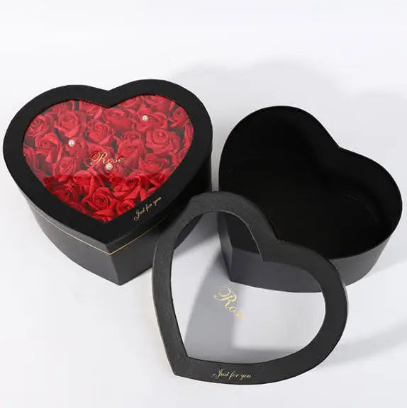 Luxury Transparent Window Special Heart Shape Flower Gift Box for Valentine's Day/Thanks Giving Day MegaBDM
