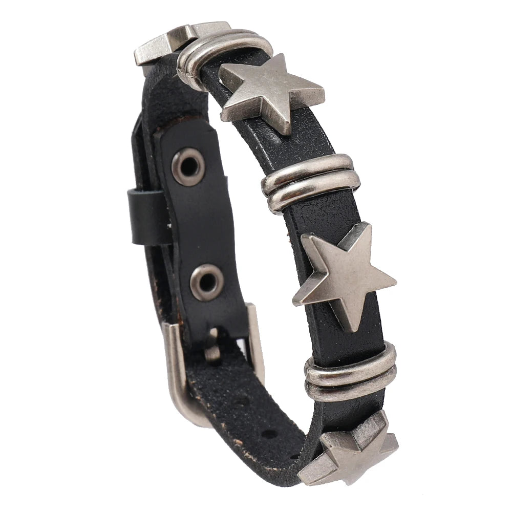 DPANCO New Design Hip Hop Zinc Alloy Antique Silver Plated Cuff Bracelets Cool Men Star Shape