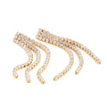 BJG0186E Classic New Fashion 18K Gold Plated Stainless Steel Enamel Tassel Cubic Zirconia Unisex Cuff Earrings