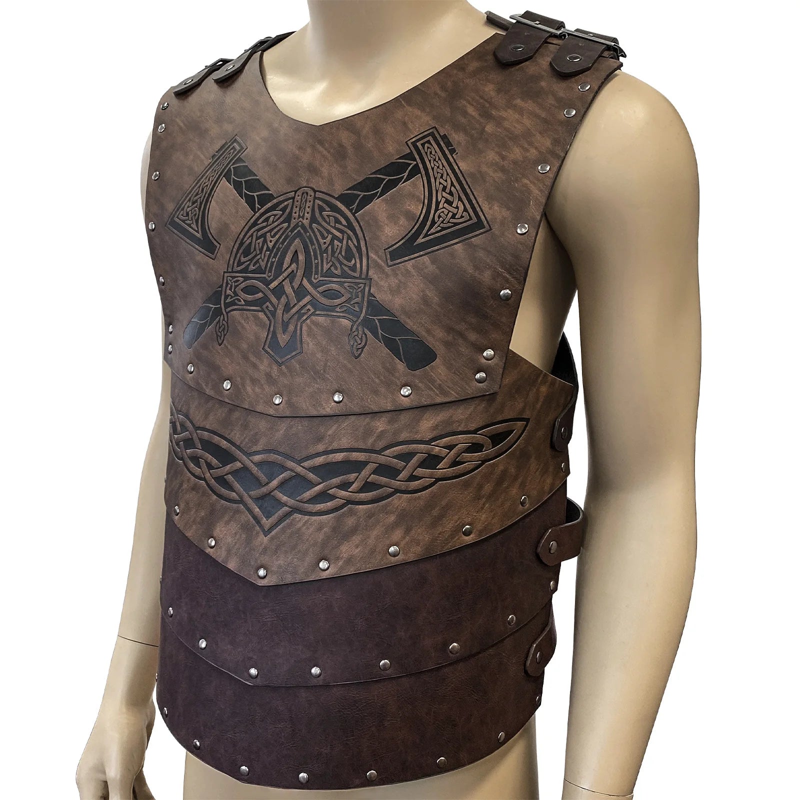 Medieval Leather Vest Armor Larp Knight Warrior Costume Men's Roman Archer Steampunk Tabard Coat Cosplay Outfit for Adult