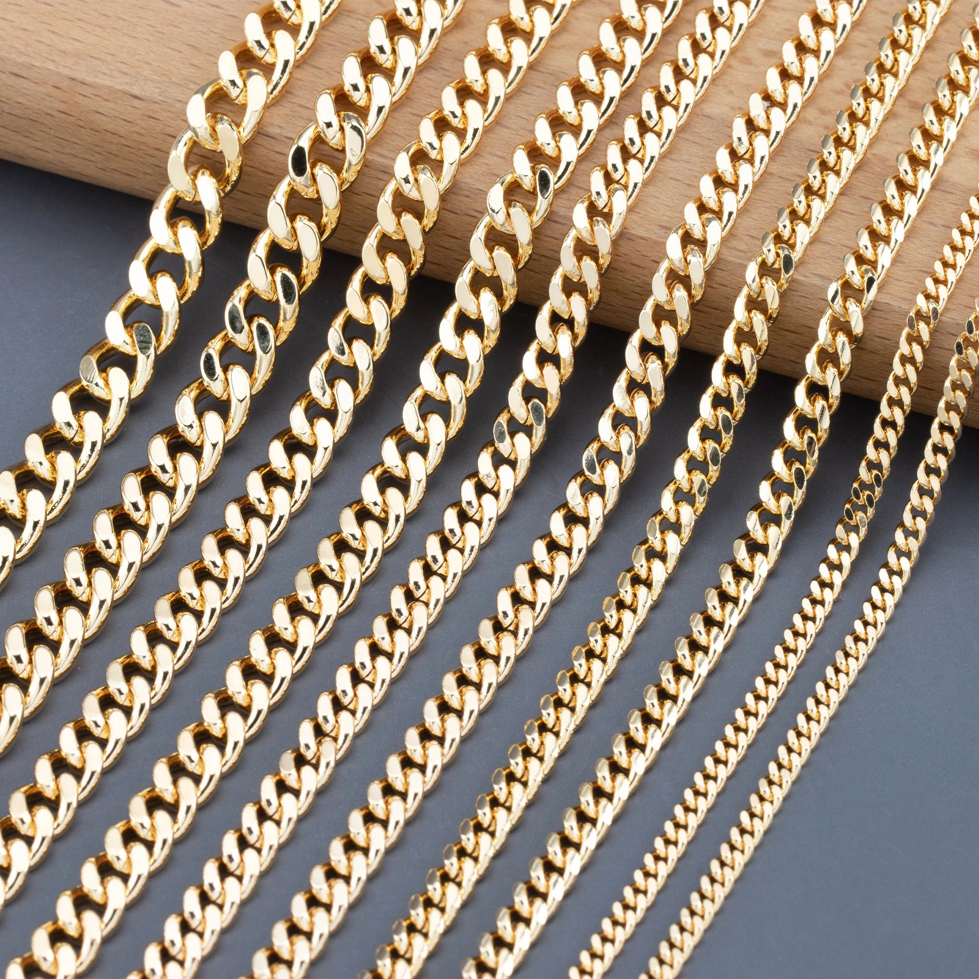 C91 1m/lot Wholesale Men's Vintage Metal Copper 18K Gold Plated Anniversary Link Chain Necklace