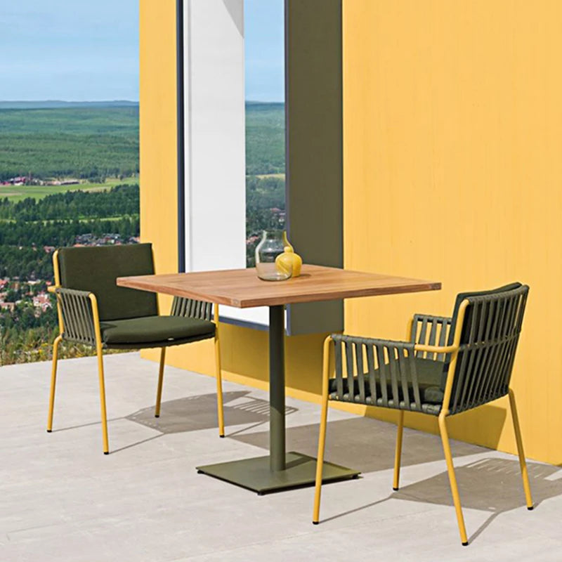 Modern Terrace Furniture Aluminum Waterproof Rope Woven Wire Restaurant Patio Outdoor Table Dining Chair
