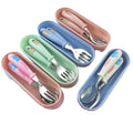 Wholesale Kids' Sustainable Small Cutlery Set 304 Stainless Steel Silverware Blue Spoon Fork Set for Children
