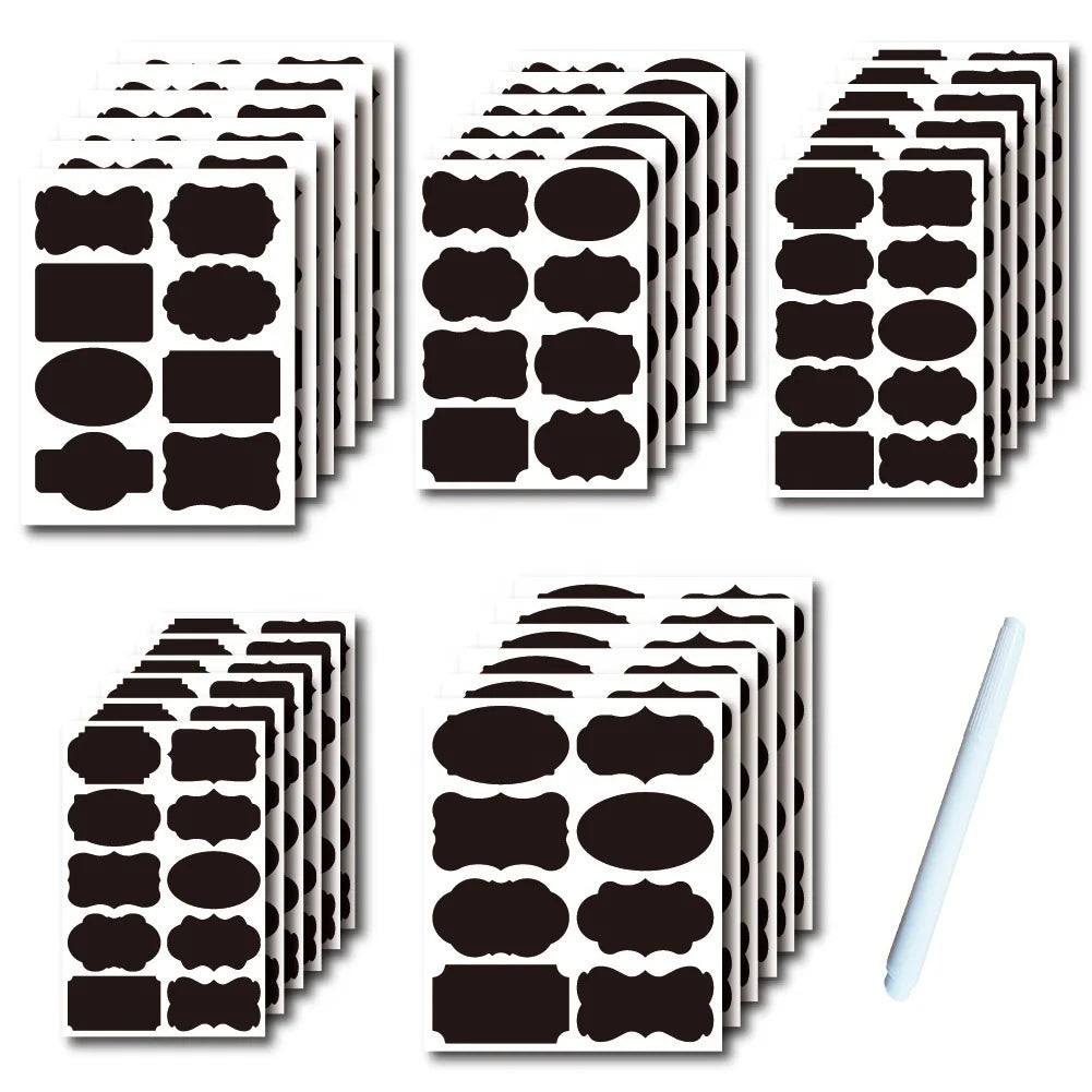 Reusable Waterproof Vinyl Glossy/Matte Chalkboard Labels Home Jars Bottles Tags Removable Blackboard Sticker Sheet Packaging