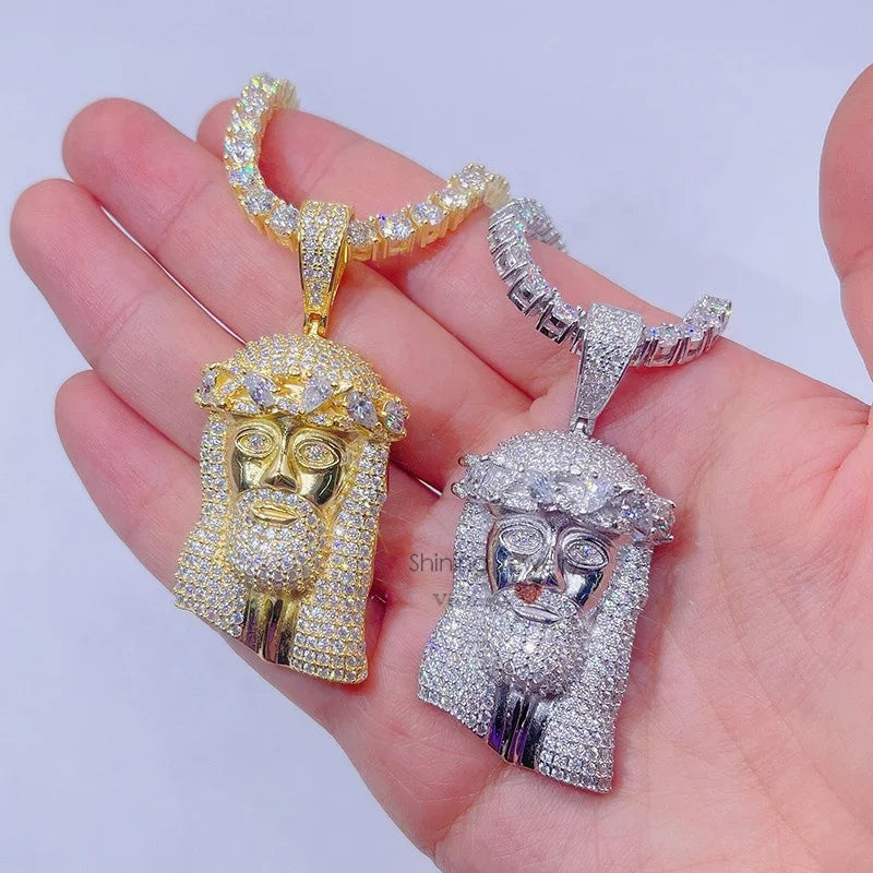 Drop Shipping Hot Sell Ready to Ship Hip Hop Iced Out Moissanite Diamond Jesus Jewelry