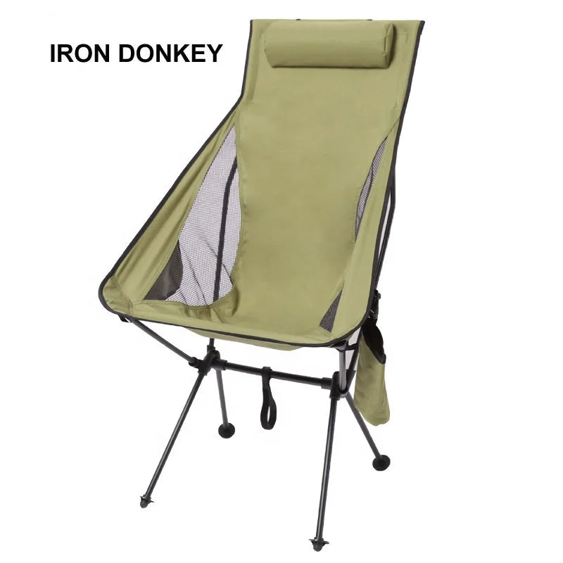 IRONDONKEY Camping Chair Outdoor Folding with Elevated Space Pillow Lying Chair Portable Upgrade Moon Chair