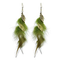 China Manufacture Ethnic Style Retro Dream Catcher Metal Leaf Feather Chain Tassel Long Earrings for Women's Vacation