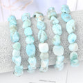 Natural Stone Larimar Nugget Bead Bracelet Vintage Charm Round Chain Beads Jewelry for Women Friend Gift