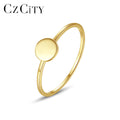 CZCITY Gold Plated Signet Finger Lady Fashion Metal Korean Pure S925 Sterling Dainty Unique Silver Ring