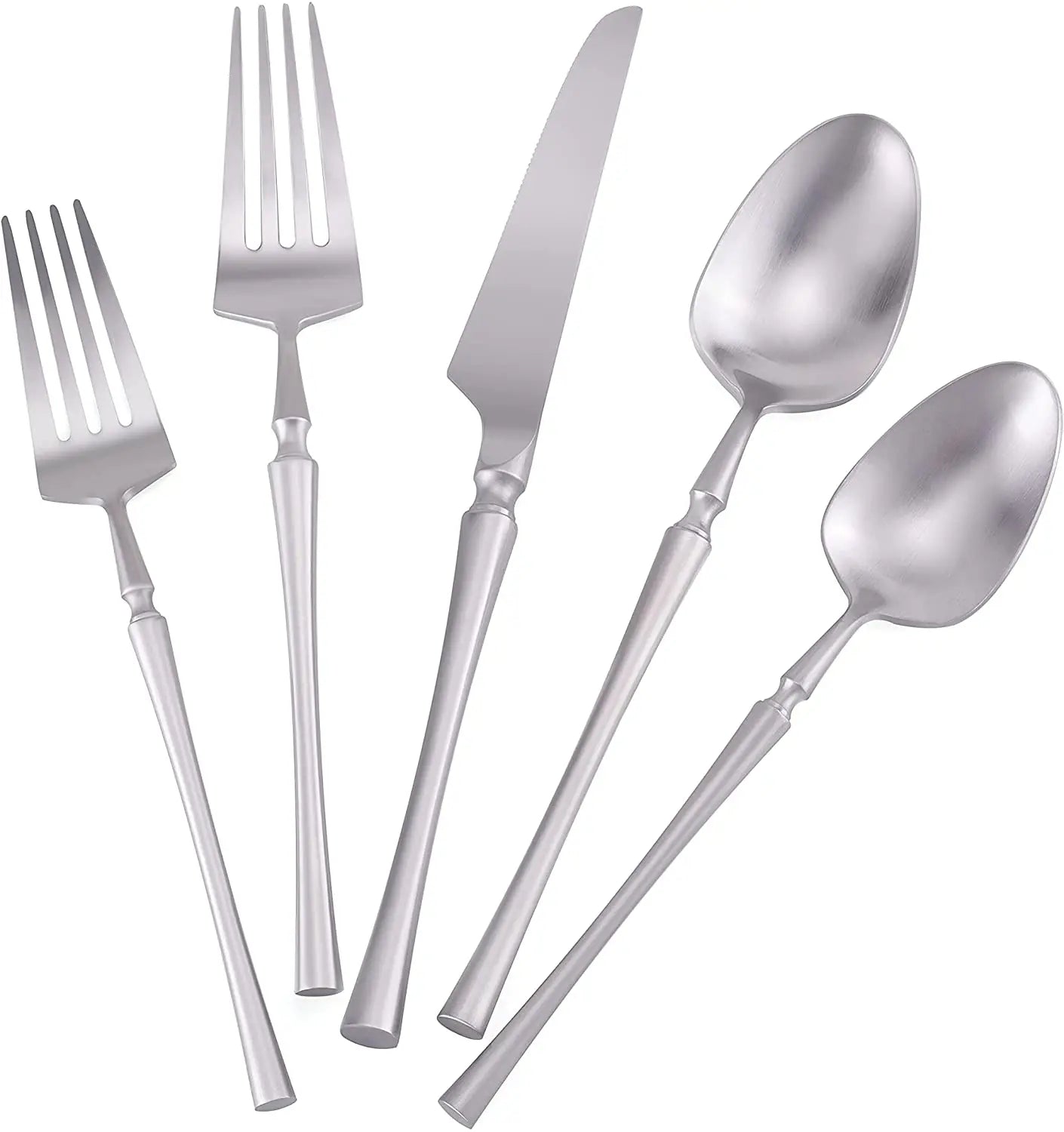 2024 New Sustainable Stainless Steel Cutlery Set with White Handle for Home Matte Black Flatware Set Small Waist Design