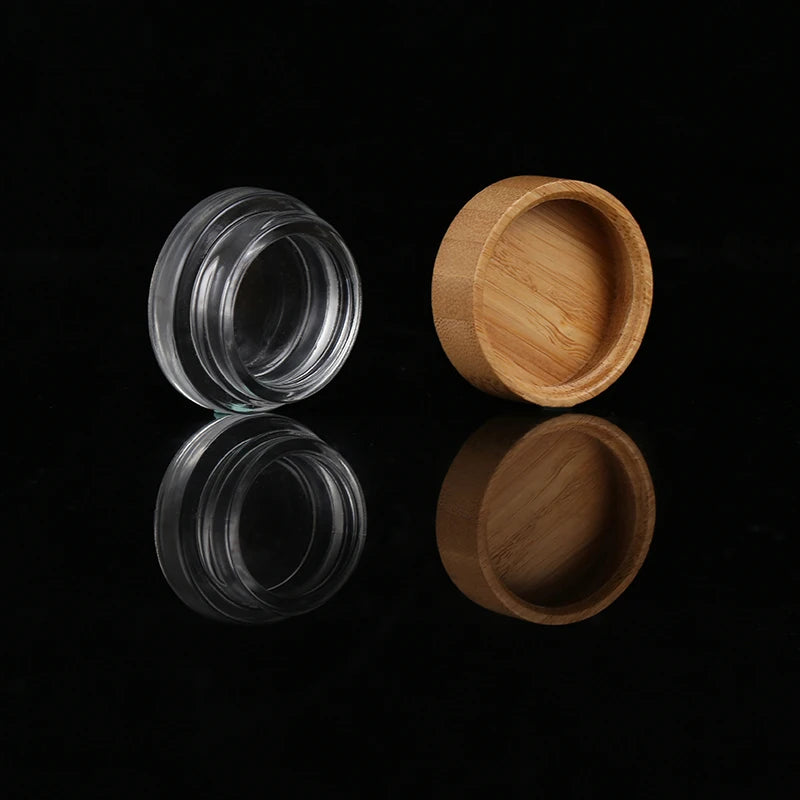 5g Cosmetic Face Cream Jar Container Clear Glass Skin Care Jar With Bamboo Lids