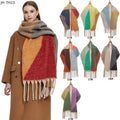 Landfond Accessory Winter Warm Thickened Looped Yarn Coarse Fringe Scarf Jacquard Geometric Scarf