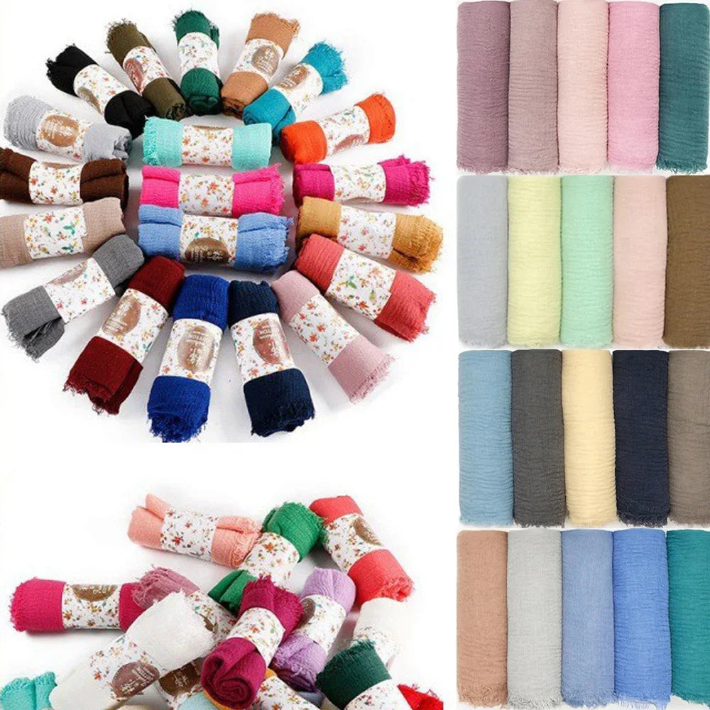 Wholesale Soft Premium Crinkle Cotton Bawal 126 Colors in Stock Muslim Women Malaysia Tudung Scarf Hijabs