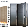 Yohome Main Entranceway Exterior Door with Long Handle Black Aluminum Home Pivot Large Front Door Entrance Doors to the House
