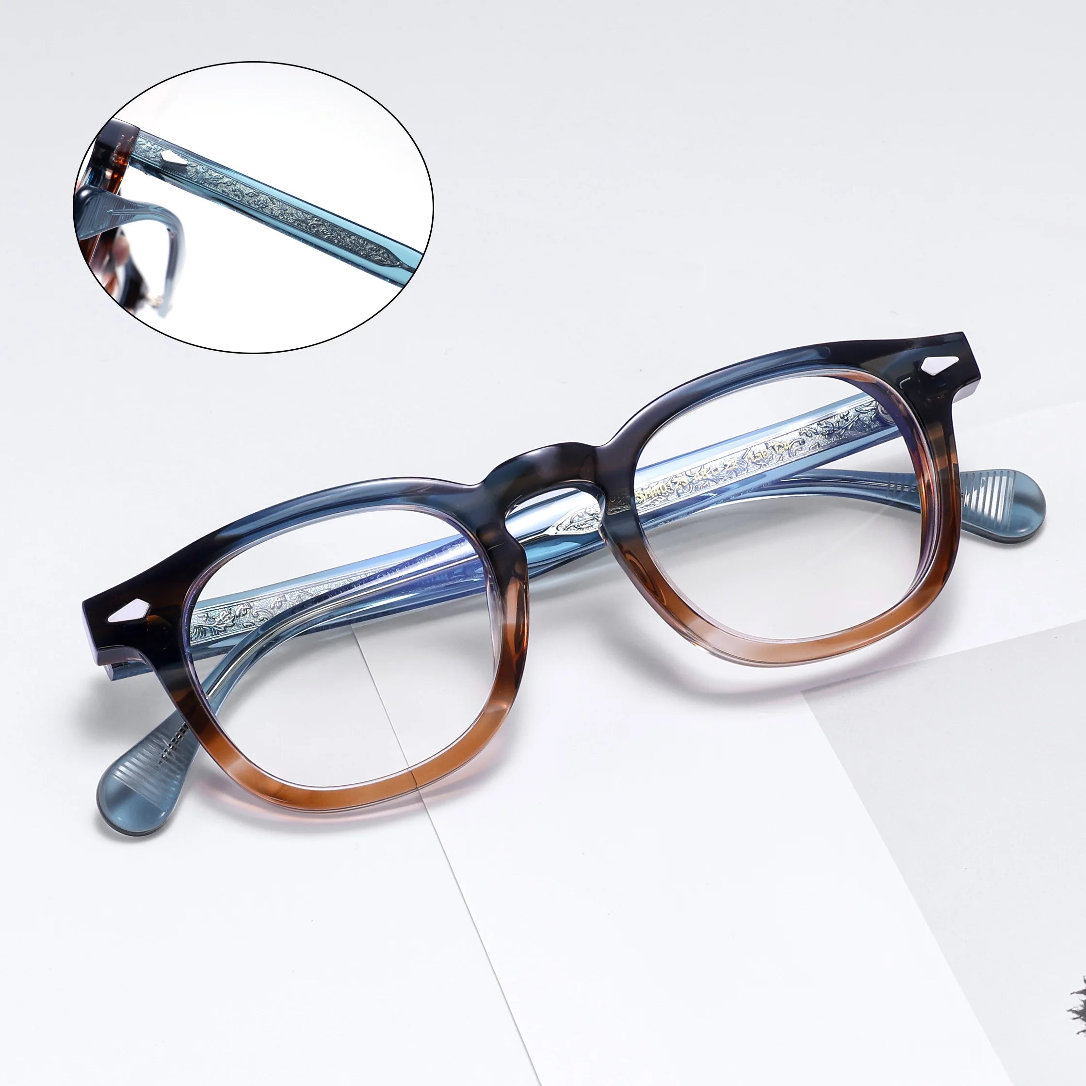 Latest Designer New Color Classic Retro Rivet Thickness Acetate Optical Eyeglasses with Various Colors Unisex for Men and Women