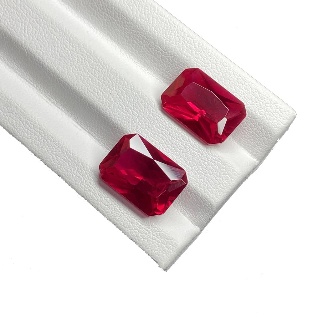 Synthetic Red 5# Corundum Gemstone Rectangle Shape Ruby Jewelry Stone