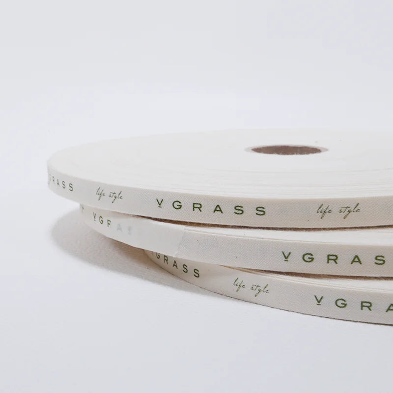 Roll Canvas Cotton Label Custom Logo Print Natural Beige Cotton Clothing Label Tags Garment Cotton Print Labels