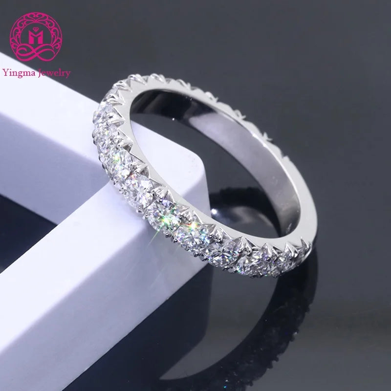 High Quality Moissanite Ring with Certificate Real Gold Jewelry 14K Moissanite Diamond Ring Bride Moissanite Eternity Ring