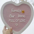 Hot Sale Heart Shape Pink Felt Letter Board with White Wooden Frame for Home Decor