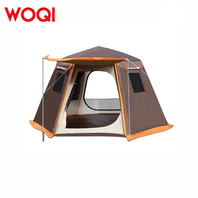 WOQI 3-4 Person Family Camping Tent Lightweight Sturdy Garden Patio Canopy Shelter for Outdoor Hiking Sun UV Protection Travel