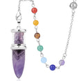 Healing Crystal Point Wand Bullet Shape Quartz Chip Stone Wishing Bottle Pendant Pendulum With 7 Chakra Bead Chain