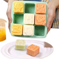 Wholesale Children Food Storage Container 9 Cavity Ice Cube Molds Food Grade Silicone Ice Cube Tray With Lid
