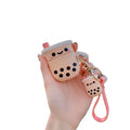 Wholesale Kawaii Coffee Cup Keychain for Bags 3.8cm 3D PVC Cartoon Cute Boba Cup Pink Pull Rope Belt Golden Water-proof Durable