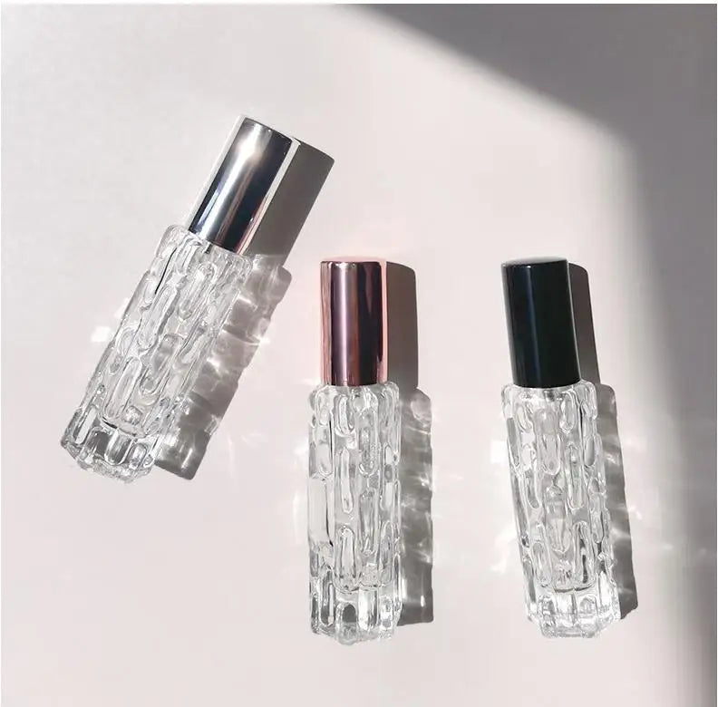 Empty 10ml 15ml Perfume Refillable Glass Atomizer Bottles Fine Mist Spray Bottle with Silver Rose Gold Black Cap