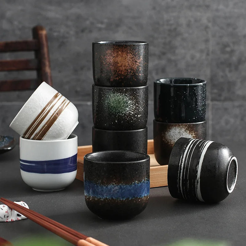 2022 Custom Coffee Stone Mug Engraved Ceramic Coffee Cup Handmade Japanese Style Ceramic Tea Cups