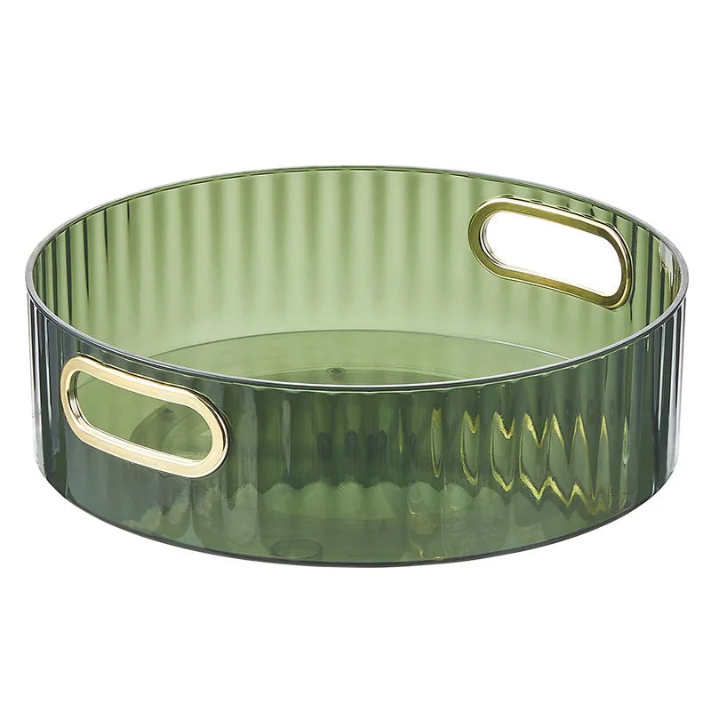 Round Plastic Clear Rotating Turntable Lazy Susan Storage Organization With Built-in Handle for Spice Bottle